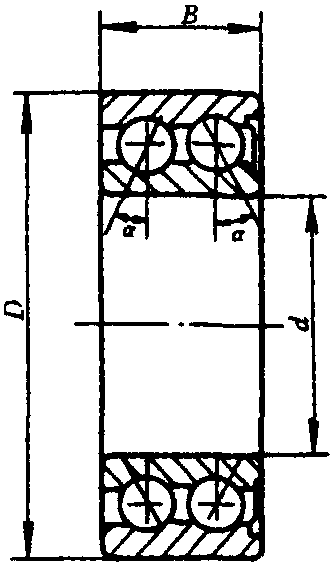 8.00000A型無裝球缺口的雙列角接觸球軸承(GB/ T296—1994)